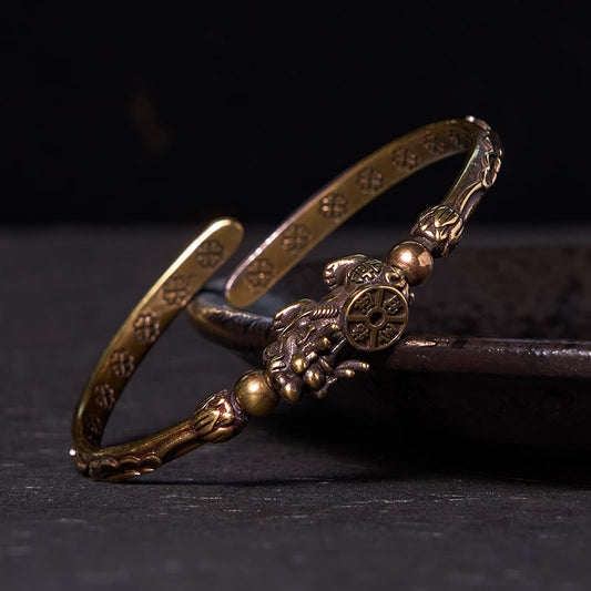 Wear FengShui Pi Xiu Carrying Coin Ingot Copper Brass Luck Wealth Bracelet Bangle