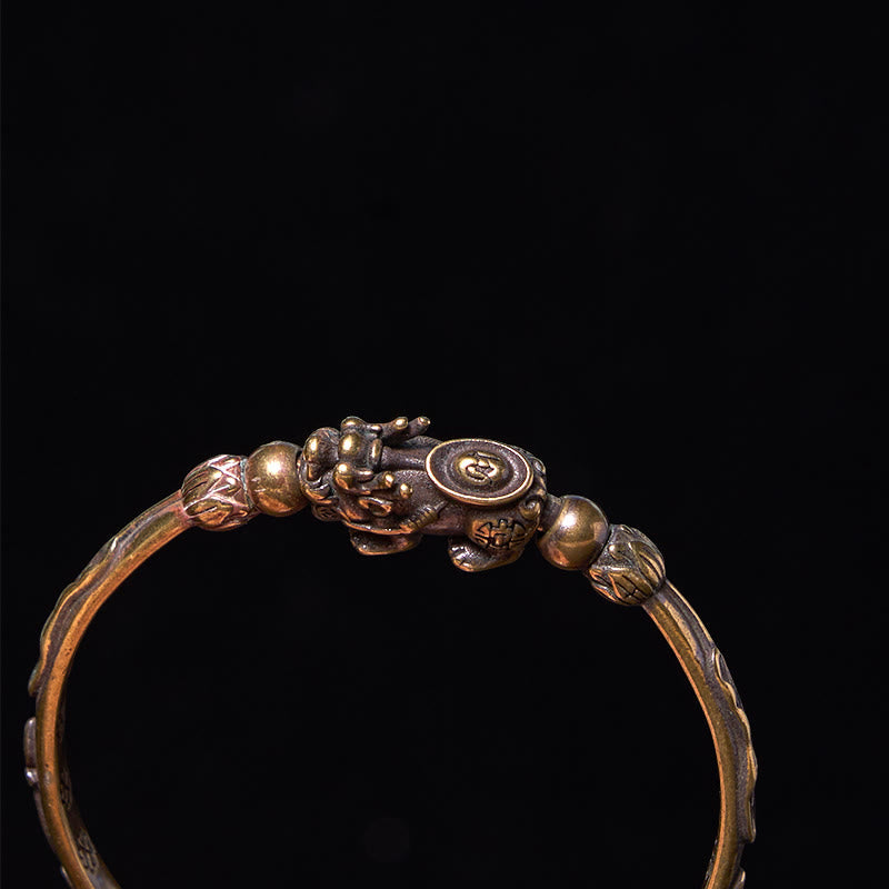 Wear FengShui Pi Xiu Carrying Coin Ingot Copper Brass Luck Wealth Bracelet Bangle