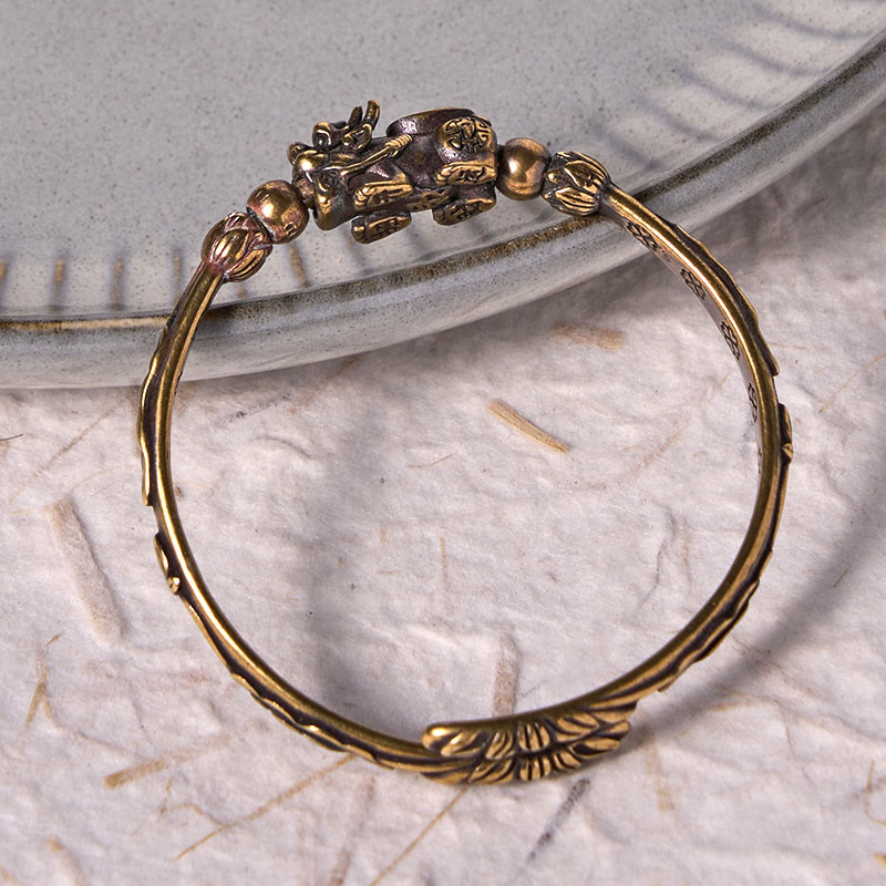 Wear FengShui Pi Xiu Carrying Coin Ingot Copper Brass Luck Wealth Bracelet Bangle
