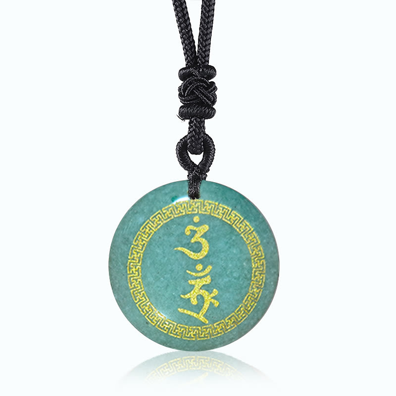 Wear FengShui Surrounding Swastika Pattern Vajra Protection Mantra Natural Various Crystal Black Obsidian Fulfilment Necklace Pendant