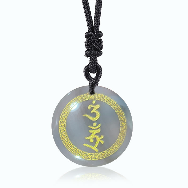 Wear FengShui Surrounding Swastika Pattern Vajra Protection Mantra Natural Various Crystal Black Obsidian Fulfilment Necklace Pendant