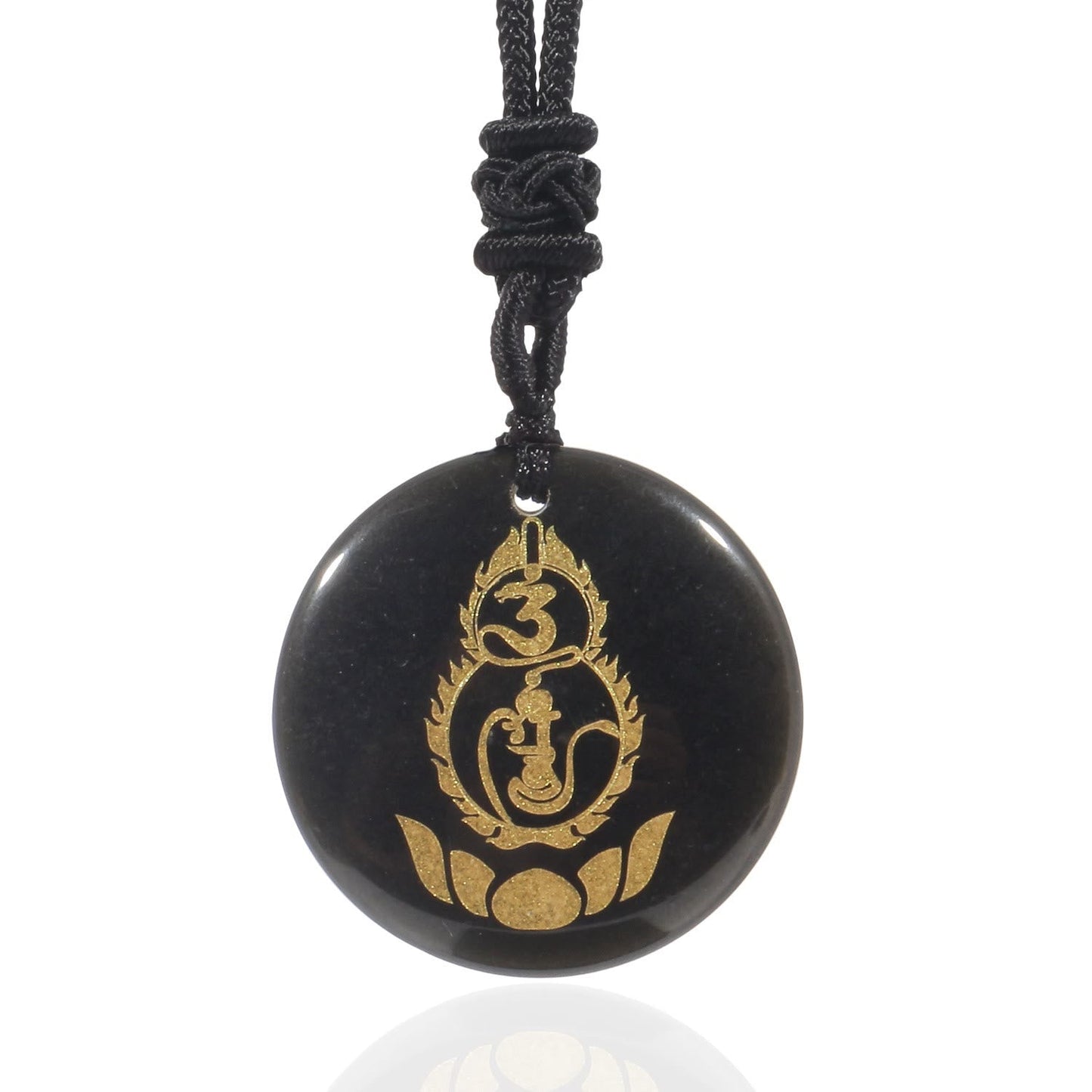 Wear FengShui Gourd Lotus Pedestal Pattern Vajra Protection Mantra Natural Various Crystal Black Obsidian Fulfilment Necklace Pendant