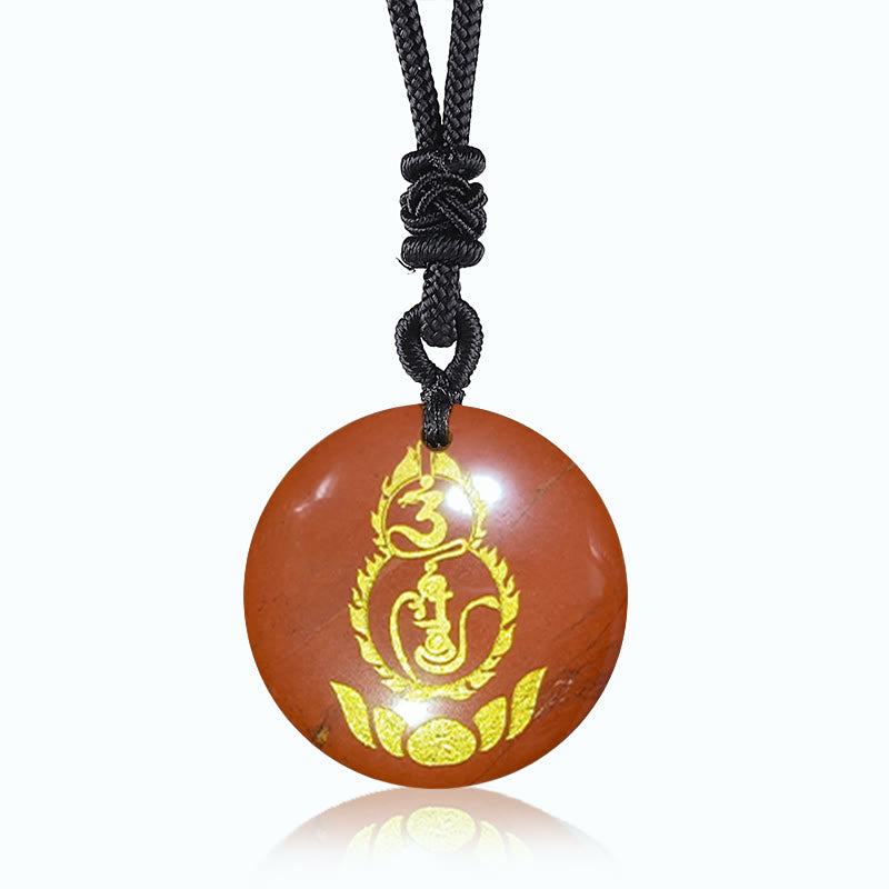 Wear FengShui Gourd Lotus Pedestal Pattern Vajra Protection Mantra Natural Various Crystal Black Obsidian Fulfilment Necklace Pendant