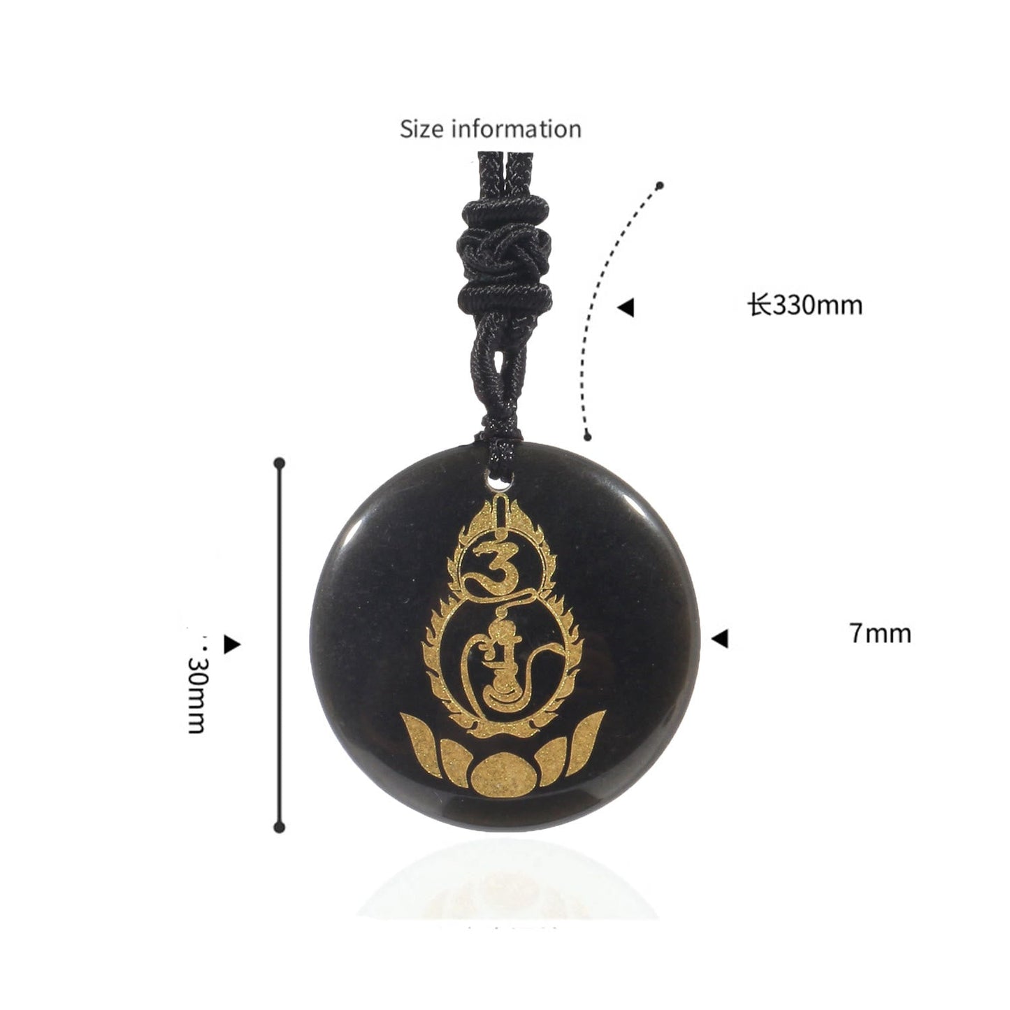 Wear FengShui Gourd Lotus Pedestal Pattern Vajra Protection Mantra Natural Various Crystal Black Obsidian Fulfilment Necklace Pendant
