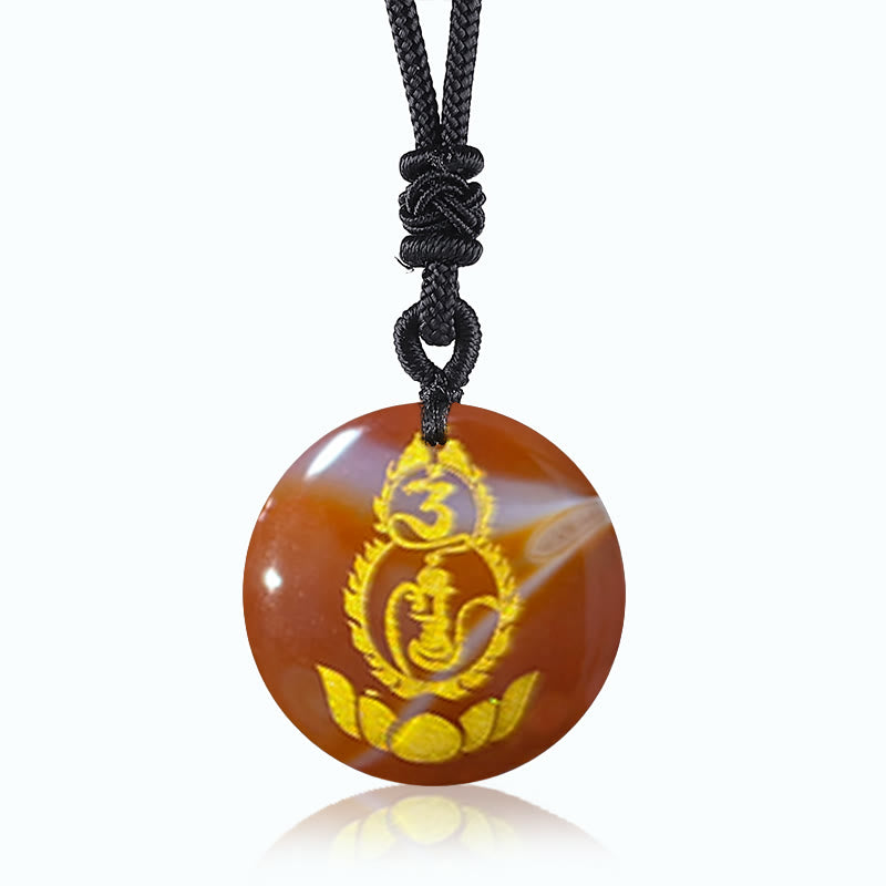 Wear FengShui Gourd Lotus Pedestal Pattern Vajra Protection Mantra Natural Various Crystal Black Obsidian Fulfilment Necklace Pendant