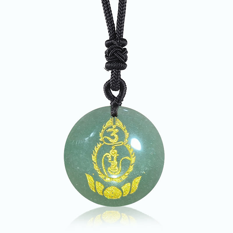 Wear FengShui Gourd Lotus Pedestal Pattern Vajra Protection Mantra Natural Various Crystal Black Obsidian Fulfilment Necklace Pendant