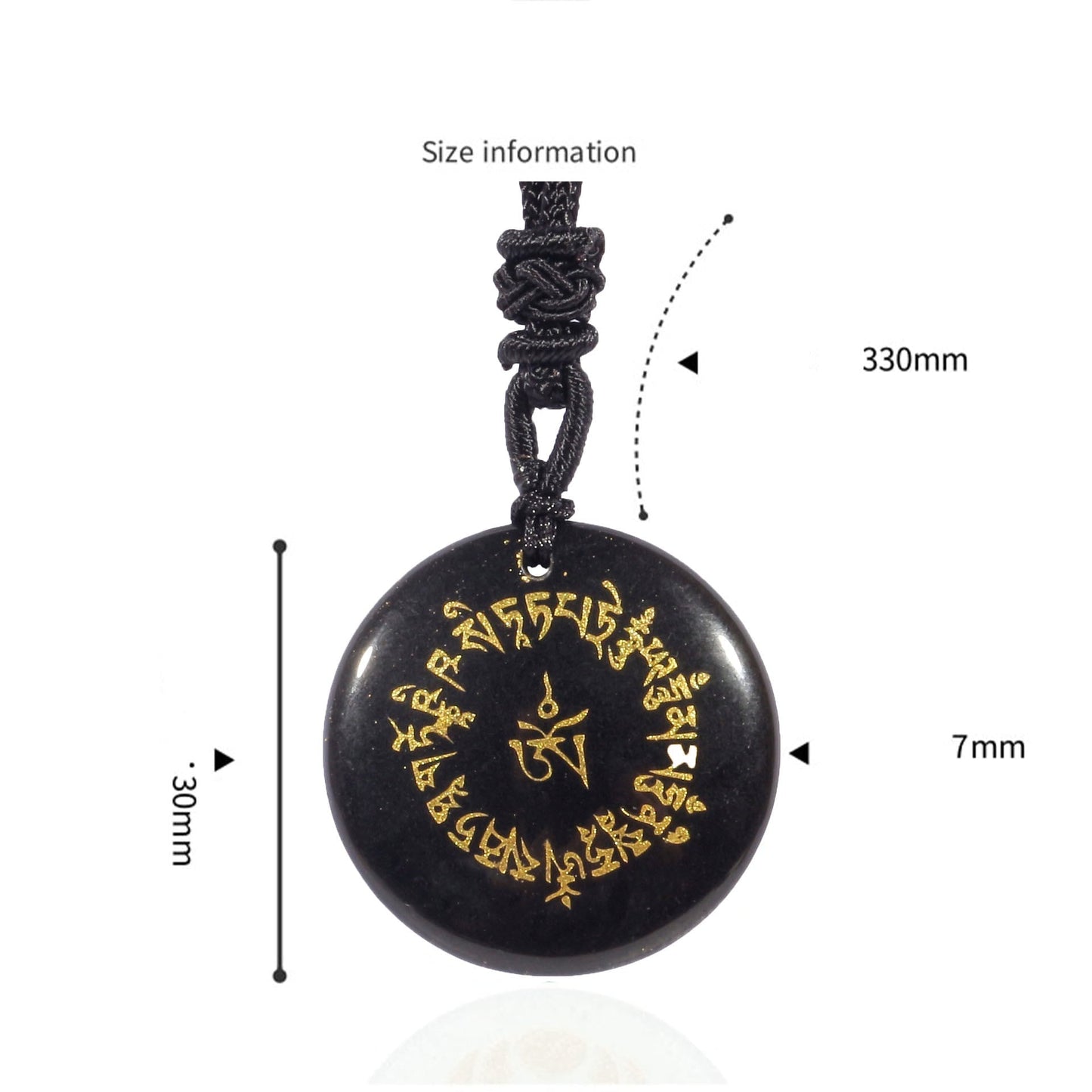 Wear FengShui Fortune-gathering Mantra Natural Various Crystal Black Obsidian Fulfilment Necklace Pendant