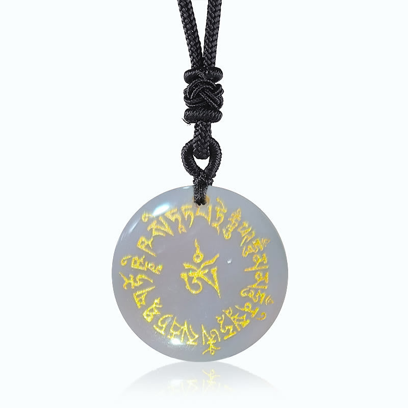 Wear FengShui Fortune-gathering Mantra Natural Various Crystal Black Obsidian Fulfilment Necklace Pendant