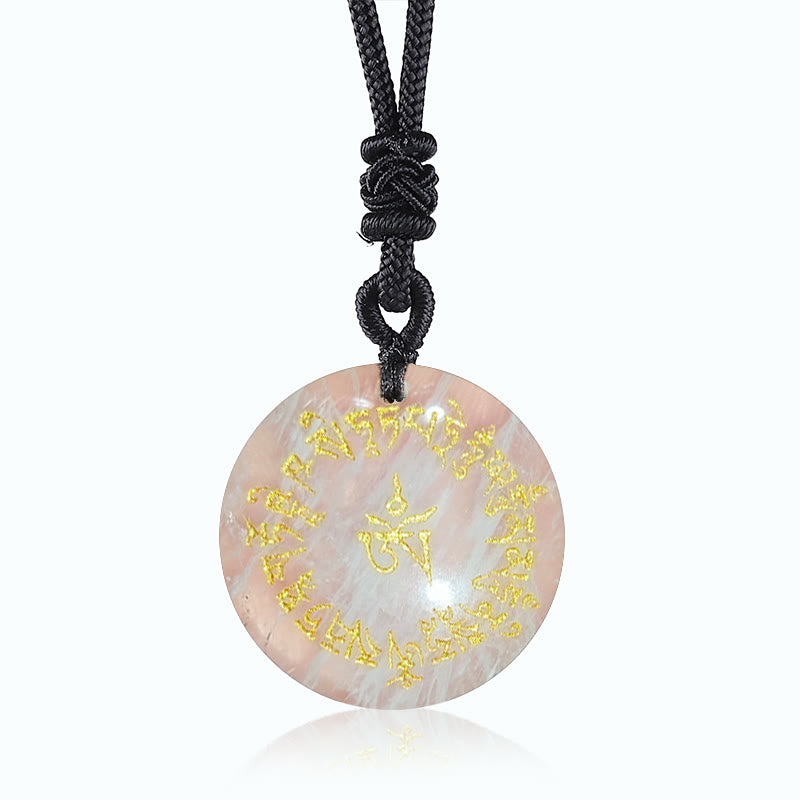 Wear FengShui Fortune-gathering Mantra Natural Various Crystal Black Obsidian Fulfilment Necklace Pendant