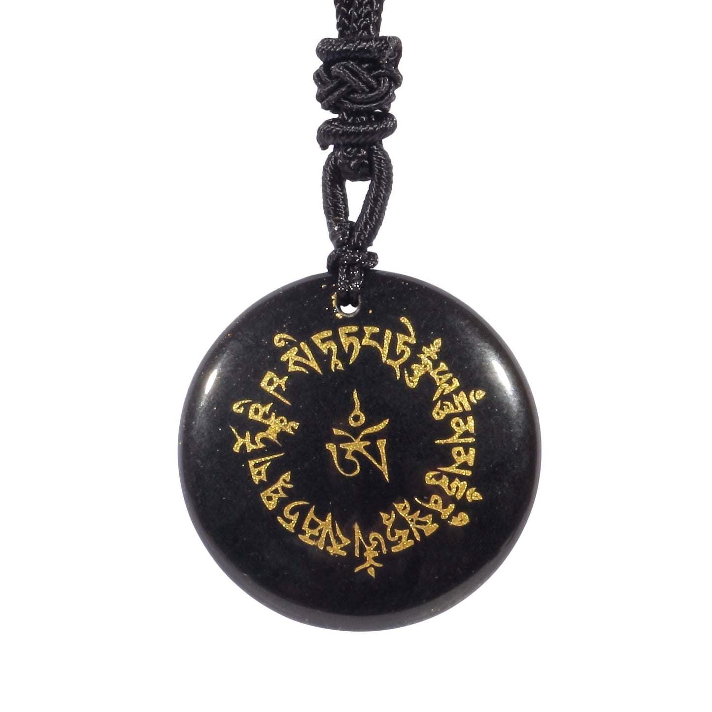 Wear FengShui Fortune-gathering Mantra Natural Various Crystal Black Obsidian Fulfilment Necklace Pendant