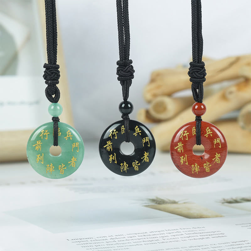 Wear FengShui Green Tara Mantra Natural Various Crystal Black Obsidian Fulfilment Necklace Pendant