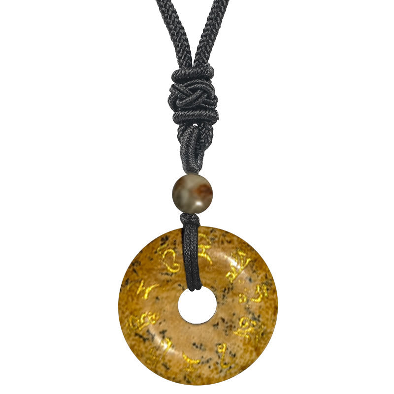 Wear FengShui Green Tara Mantra Natural Various Crystal Black Obsidian Fulfilment Necklace Pendant