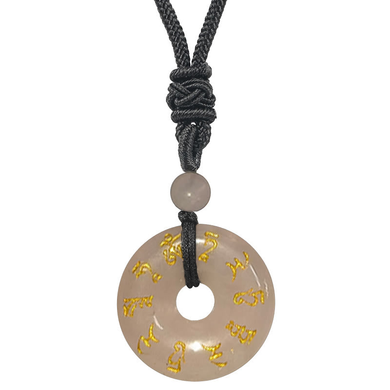 Wear FengShui Green Tara Mantra Natural Various Crystal Black Obsidian Fulfilment Necklace Pendant