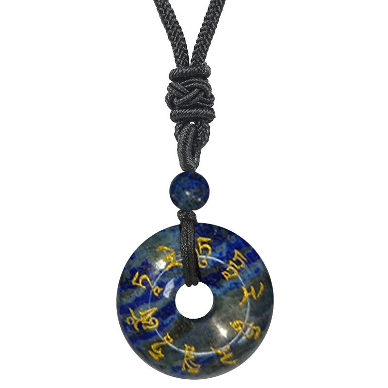 Wear FengShui Green Tara Mantra Natural Various Crystal Black Obsidian Fulfilment Necklace Pendant