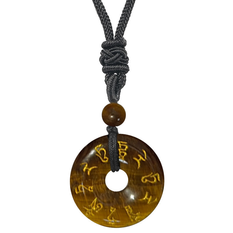 Wear FengShui Green Tara Mantra Natural Various Crystal Black Obsidian Fulfilment Necklace Pendant