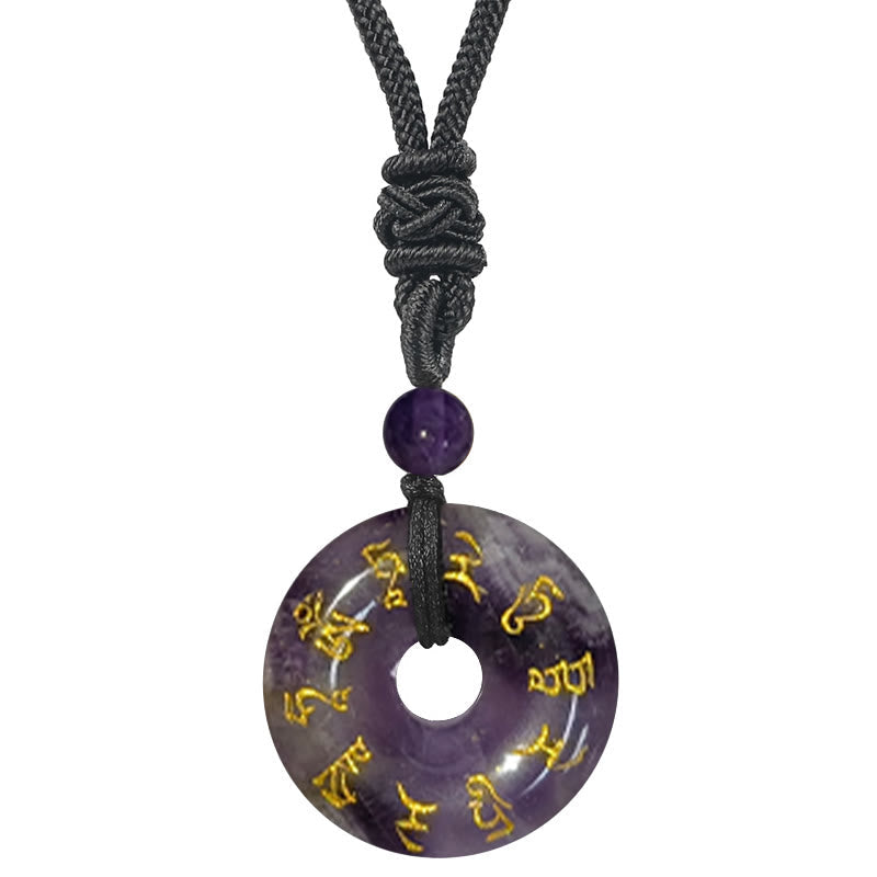 Wear FengShui Green Tara Mantra Natural Various Crystal Black Obsidian Fulfilment Necklace Pendant