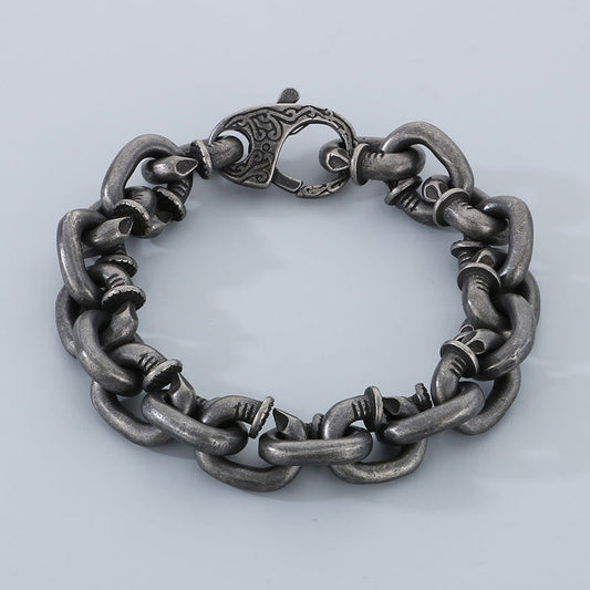Wear FengShui Square Rivets Titanium Steel Good Luck Balance Bracelet