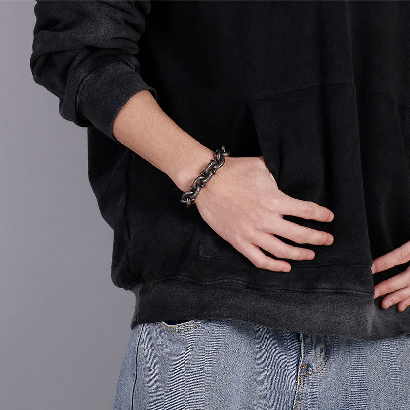 Wear FengShui Square Rivets Titanium Steel Good Luck Balance Bracelet