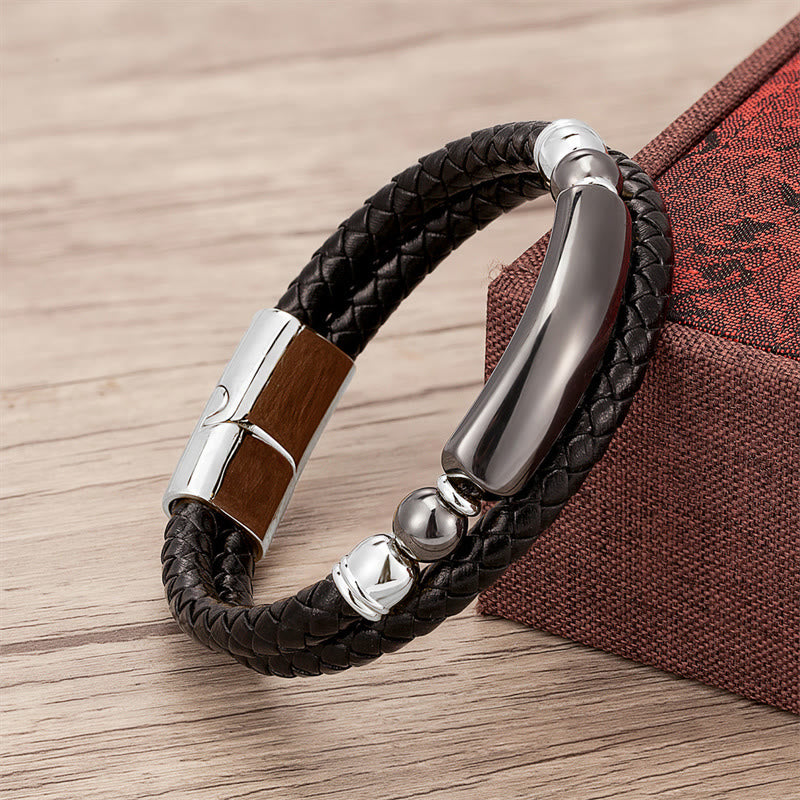 Wear FengShui Green Aventurine Tiger Eye Green Agate Black Onyx Hematite Stone Luck Leather Magnetic Buckle Bracelet
