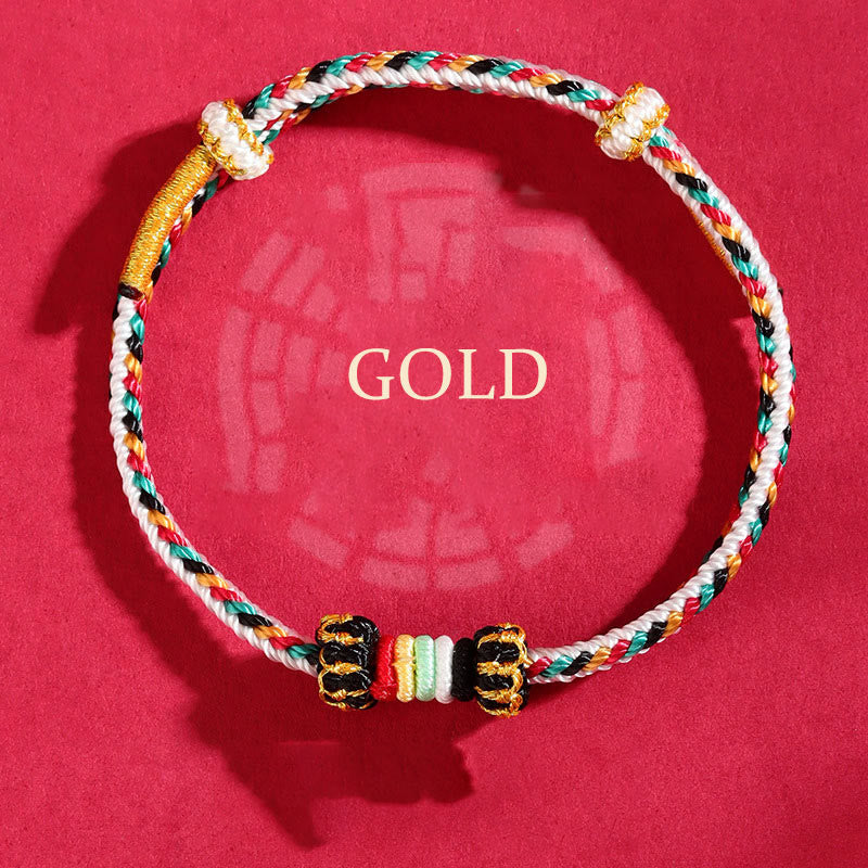 Wear FengShui Five Elements Colorful String Completeness Knot Reef Knot Braid Luck Bracelet