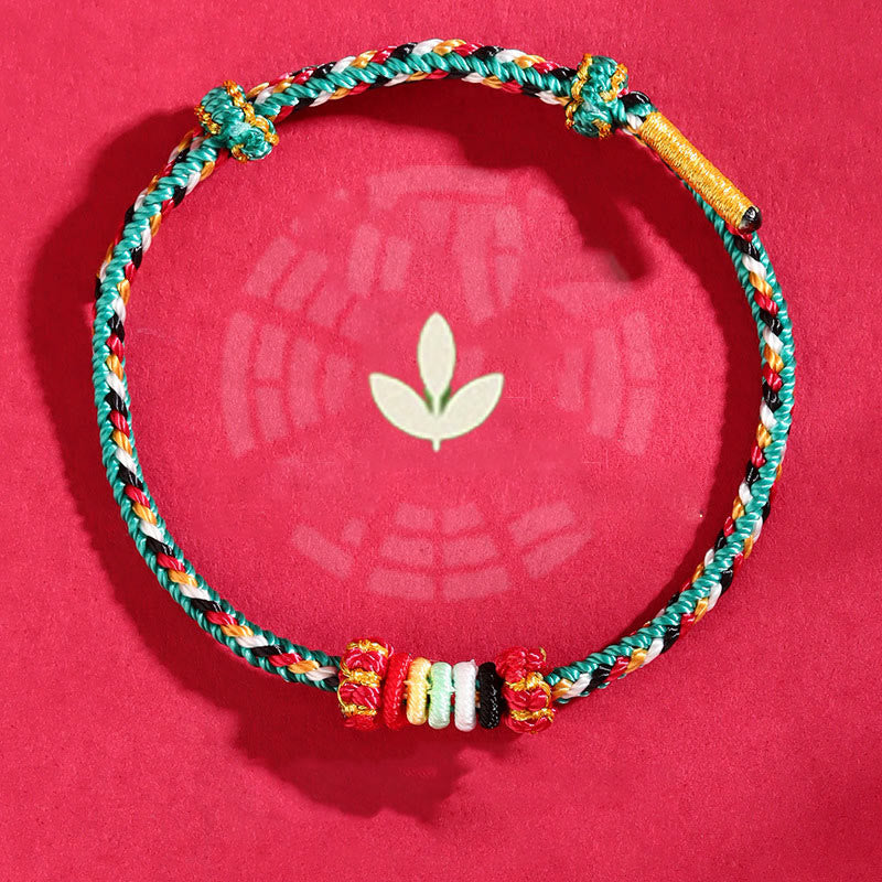 Wear FengShui Five Elements Colorful String Completeness Knot Reef Knot Braid Luck Bracelet