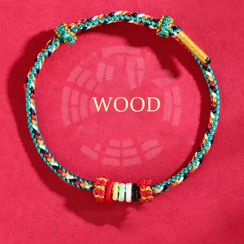 Wear FengShui Five Elements Colorful String Completeness Knot Reef Knot Braid Luck Bracelet