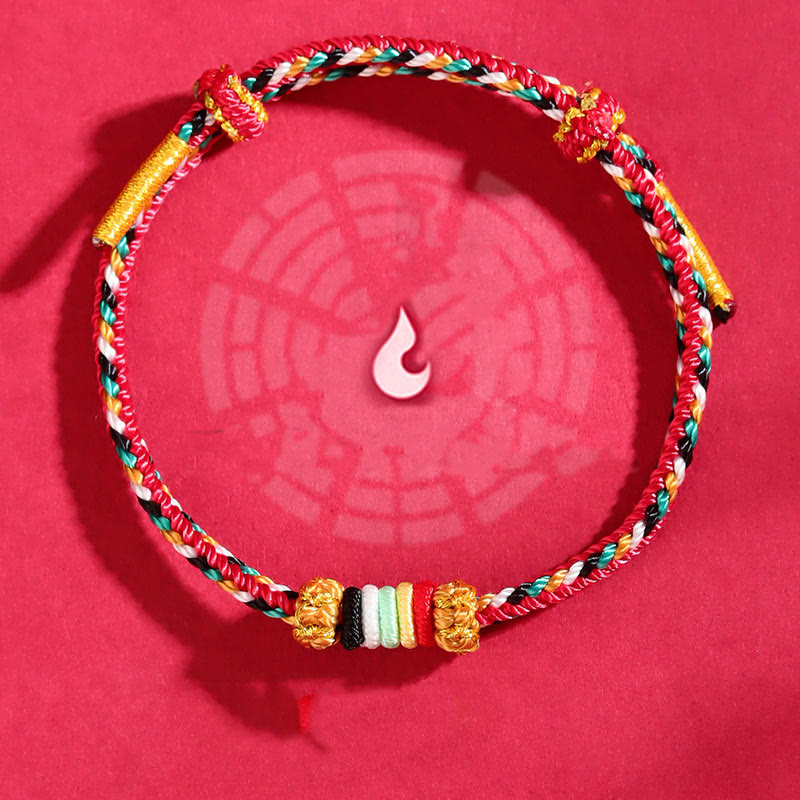 Wear FengShui Five Elements Colorful String Completeness Knot Reef Knot Braid Luck Bracelet