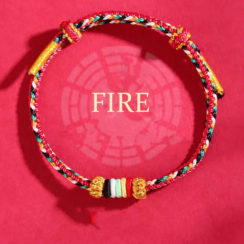 Wear FengShui Five Elements Colorful String Completeness Knot Reef Knot Braid Luck Bracelet