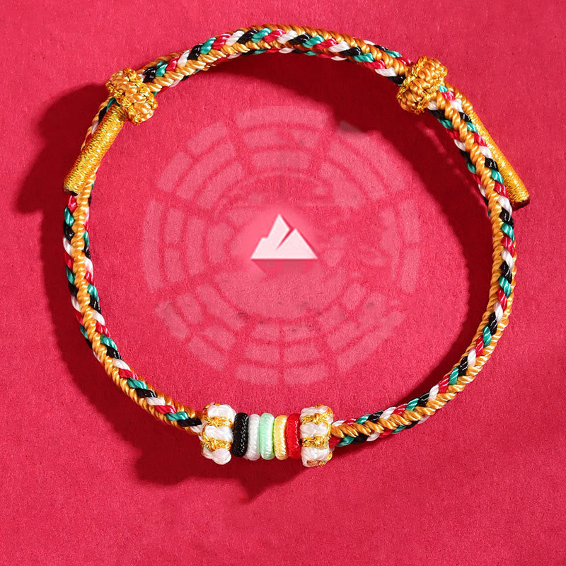 Wear FengShui Five Elements Colorful String Completeness Knot Reef Knot Braid Luck Bracelet