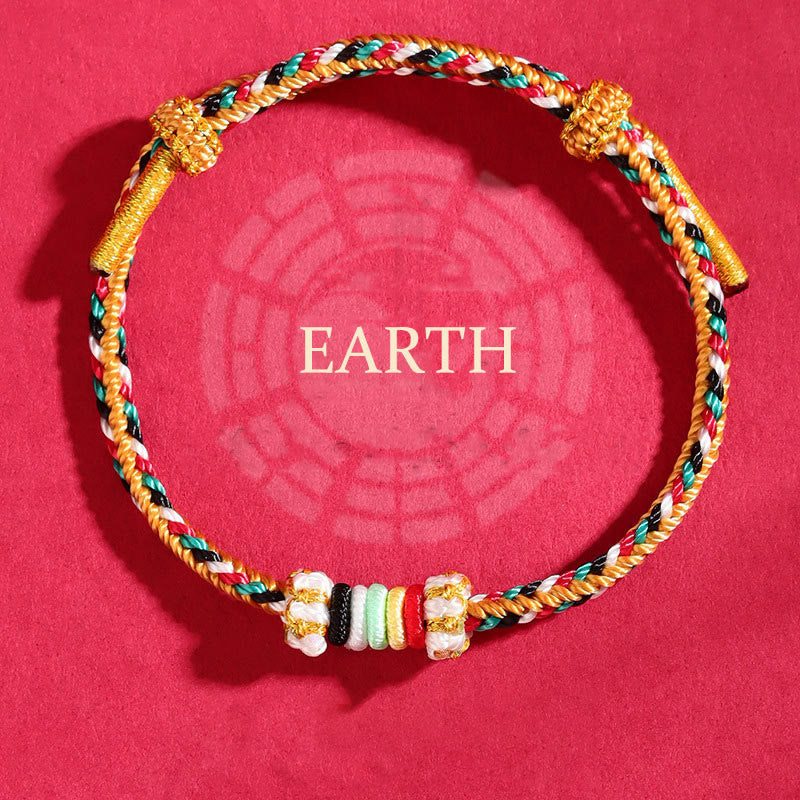 Wear FengShui Five Elements Colorful String Completeness Knot Reef Knot Braid Luck Bracelet