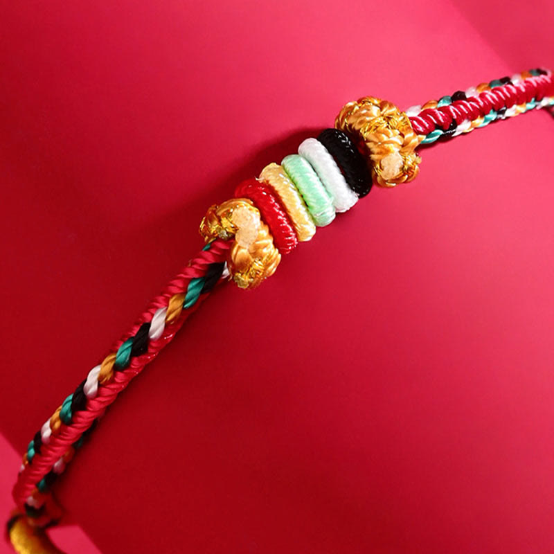 Wear FengShui Five Elements Colorful String Completeness Knot Reef Knot Braid Luck Bracelet