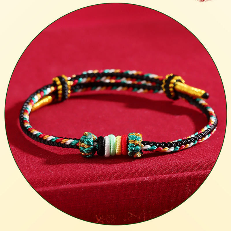 Wear FengShui Five Elements Colorful String Completeness Knot Reef Knot Braid Luck Bracelet