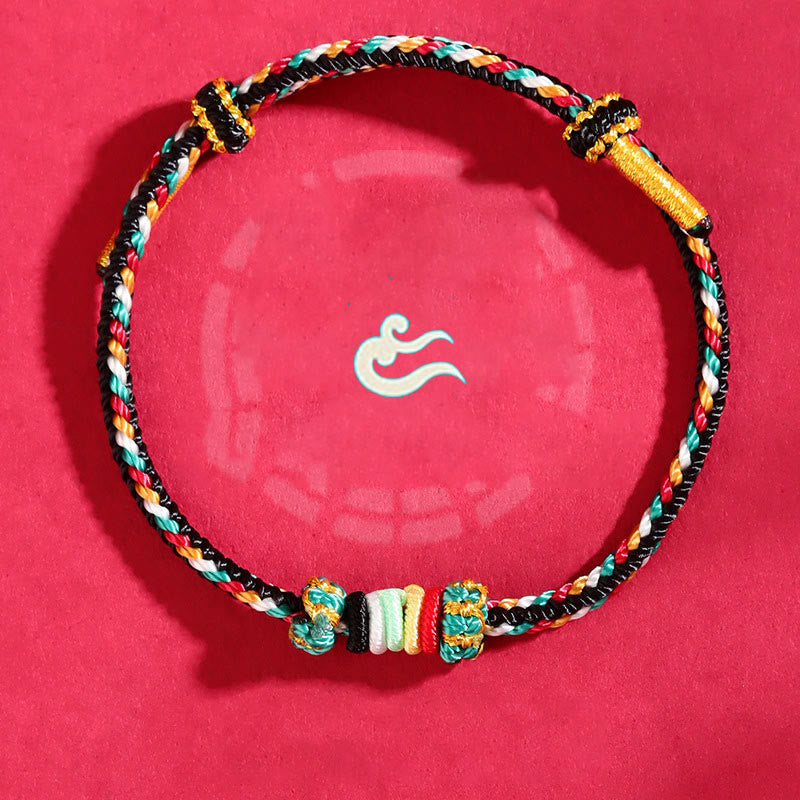 Wear FengShui Five Elements Colorful String Completeness Knot Reef Knot Braid Luck Bracelet