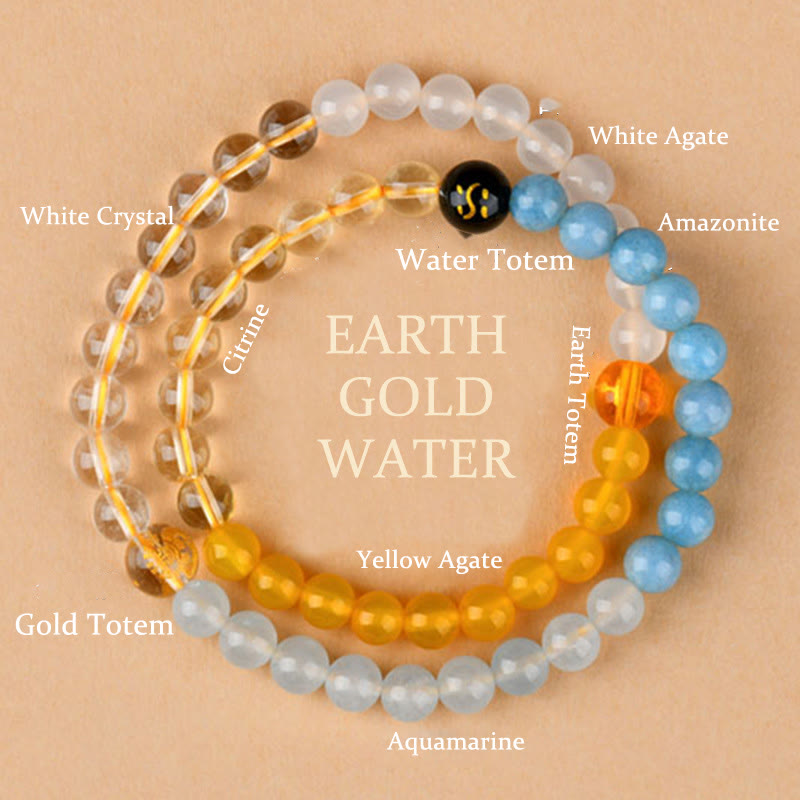 Wear FengShui Five Elements Various Crystal Agate Strawberry Quartz Wisdom Bracelet