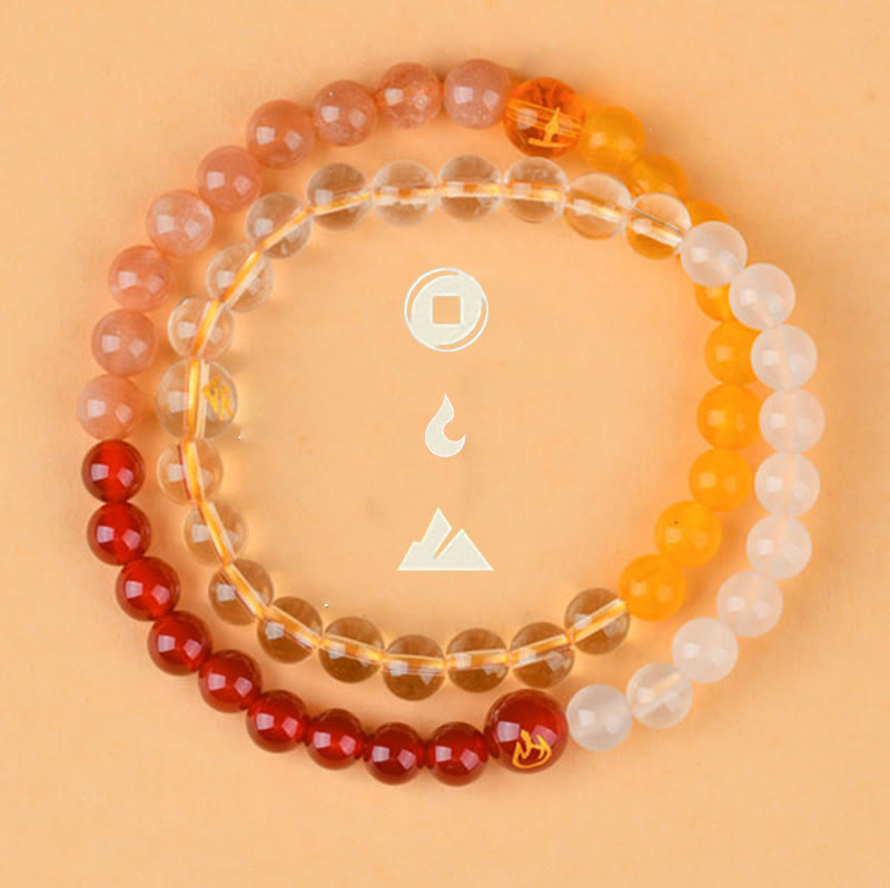 Wear FengShui Five Elements Various Crystal Agate Strawberry Quartz Wisdom Bracelet