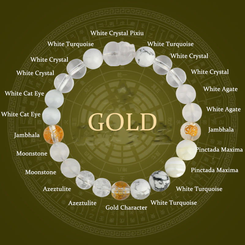 Wear FengShui Five Elements Various Crystal Agate Pixiu Wealth Bracelet