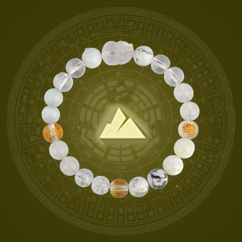 Wear FengShui Five Elements Various Crystal Agate Pixiu Wealth Bracelet