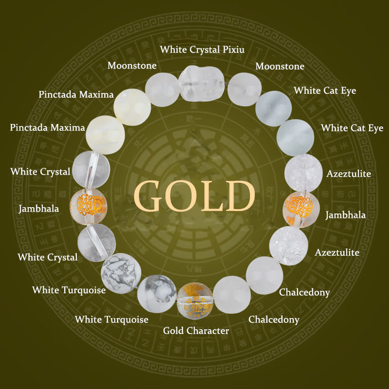 Wear FengShui Five Elements Various Crystal Agate Pixiu Wealth Bracelet