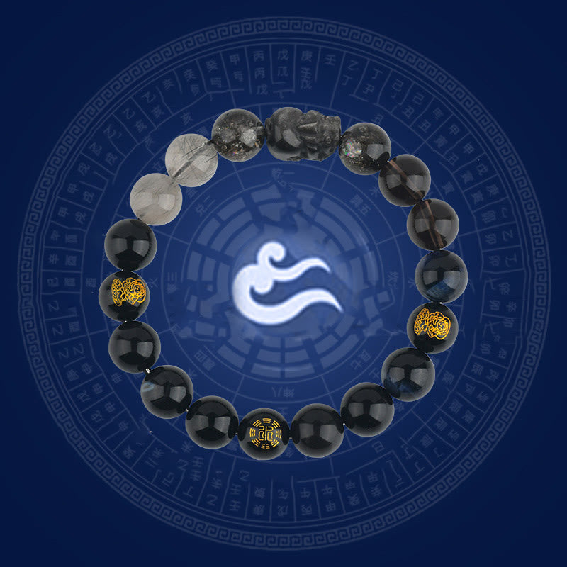 Wear FengShui Five Elements Various Crystal Agate Pixiu Wealth Bracelet