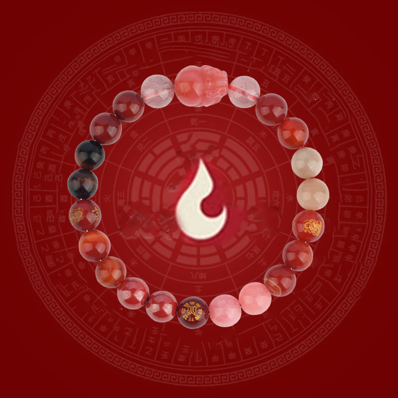 Wear FengShui Five Elements Various Crystal Agate Pixiu Wealth Bracelet