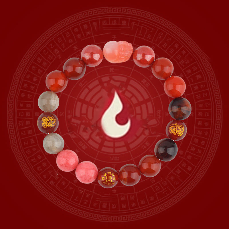 Wear FengShui Five Elements Various Crystal Agate Pixiu Wealth Bracelet