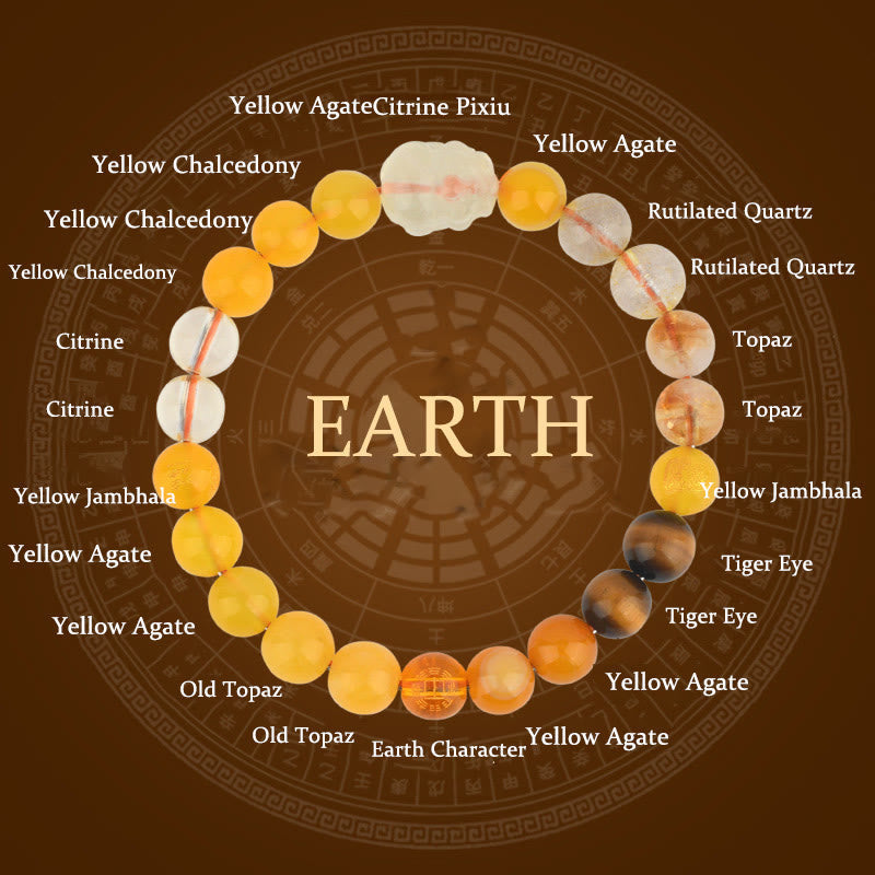 Wear FengShui Five Elements Various Crystal Agate Pixiu Wealth Bracelet