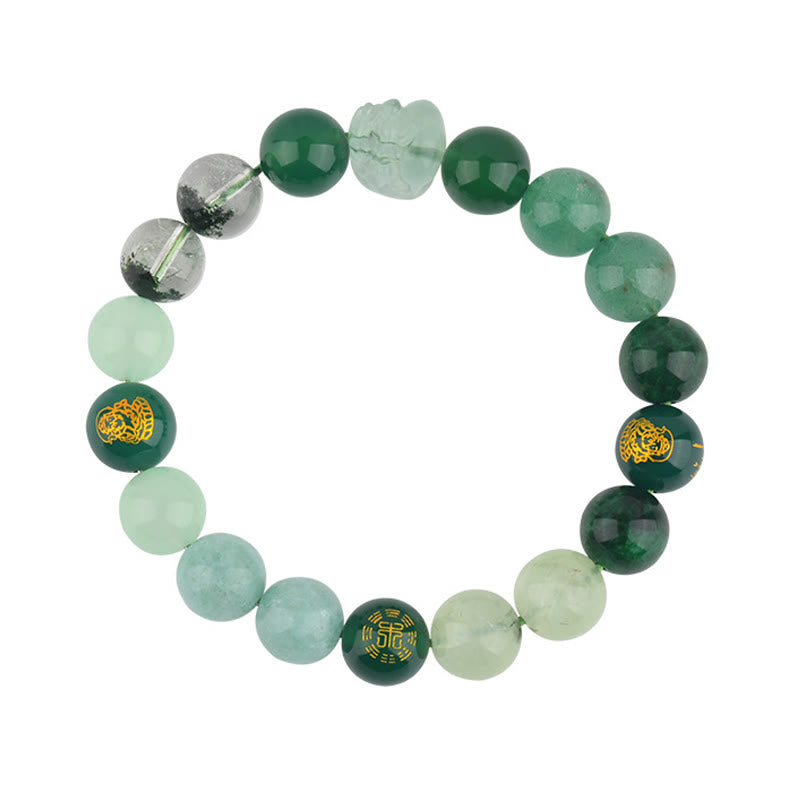 Wear FengShui Five Elements Various Crystal Agate Pixiu Wealth Bracelet