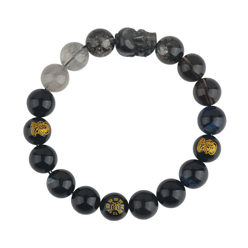 Wear FengShui Five Elements Various Crystal Agate Pixiu Wealth Bracelet