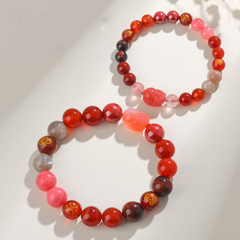 Wear FengShui Five Elements Various Crystal Agate Pixiu Wealth Bracelet