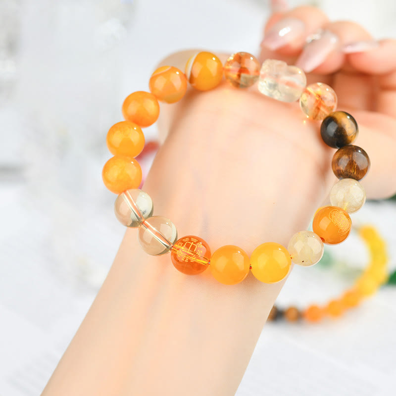Wear FengShui Five Elements Various Crystal Agate Pixiu Wealth Bracelet