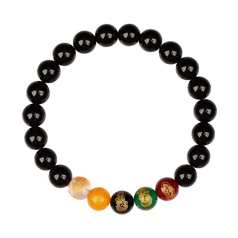 Wear FengShui Five Elements Various Agate Jambhala Luck Bracelet
