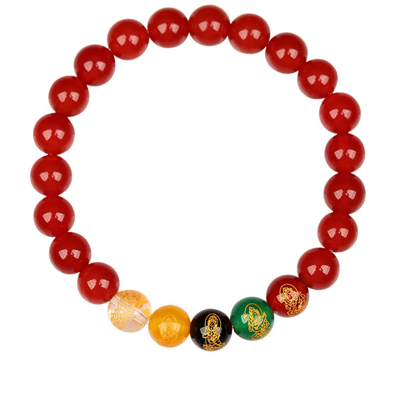 Wear FengShui Five Elements Various Agate Jambhala Luck Bracelet