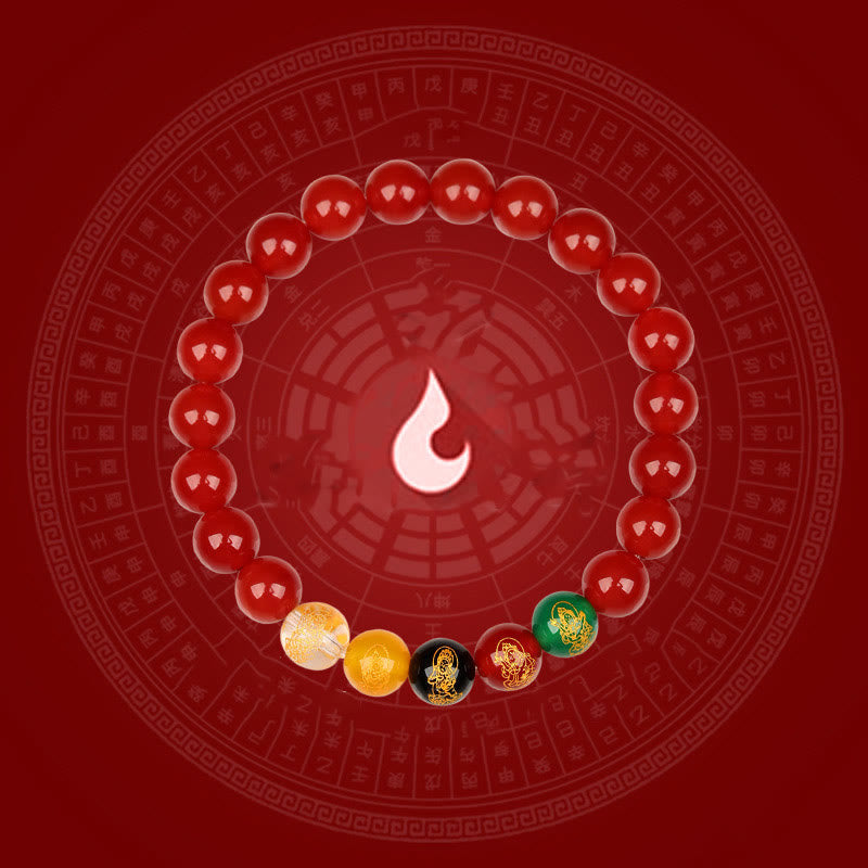 Wear FengShui Five Elements Various Agate Jambhala Luck Bracelet
