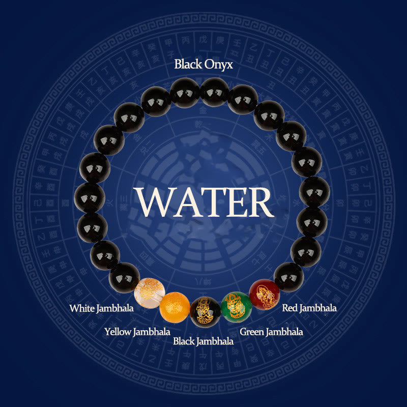 Wear FengShui Five Elements Various Agate Jambhala Luck Bracelet